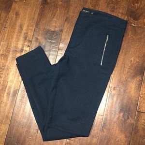Zara Navy Blue Ponte Pants with Zipper Detailing